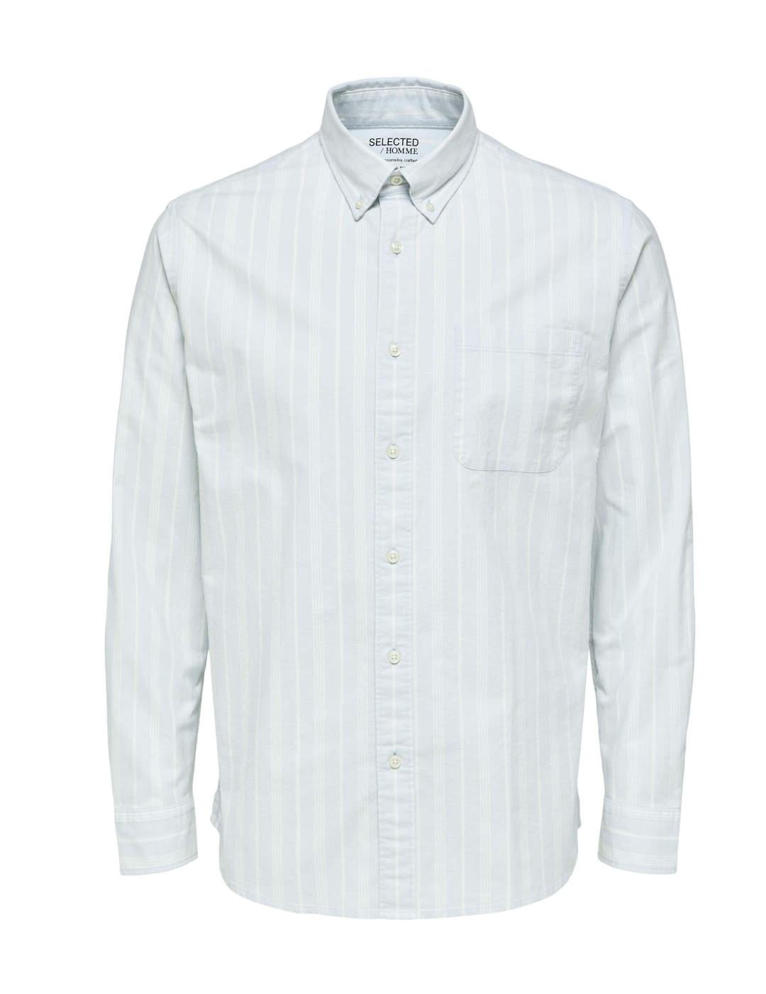 Camisa Selected Grick azul celeste rayas para hombre