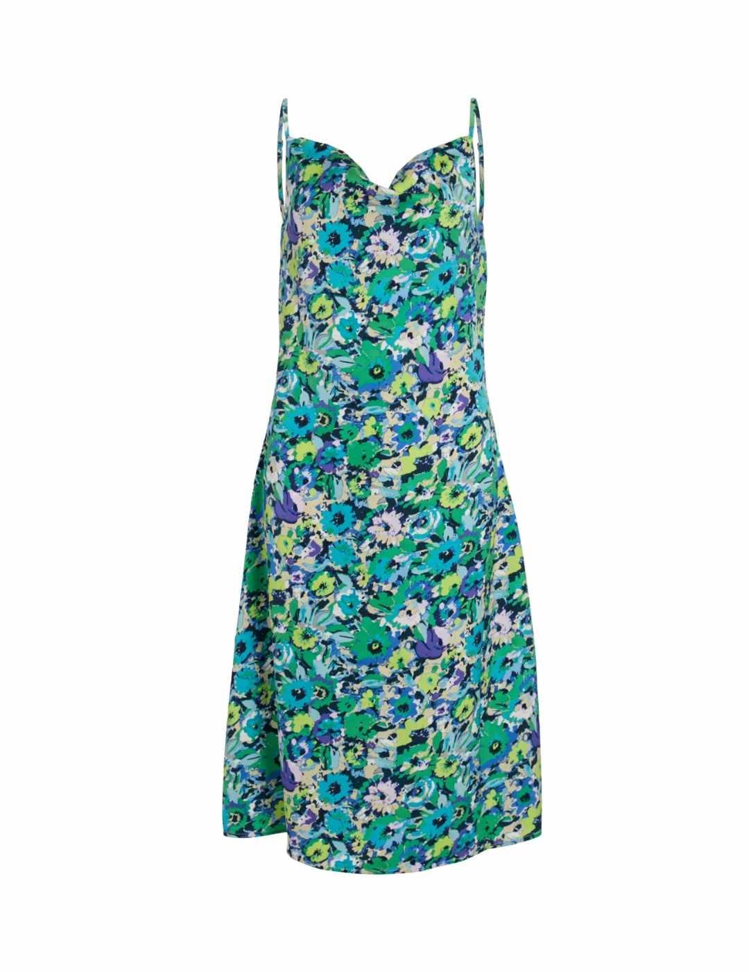 Vestido Vila Satinia coro estampado verde para mujer