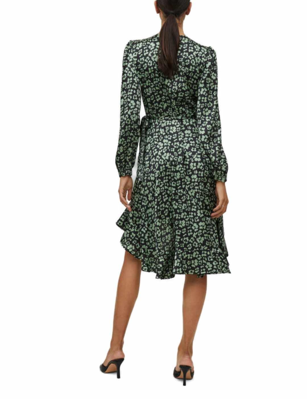 Vestido Vila Kika estampado floral fondo negro para mujer