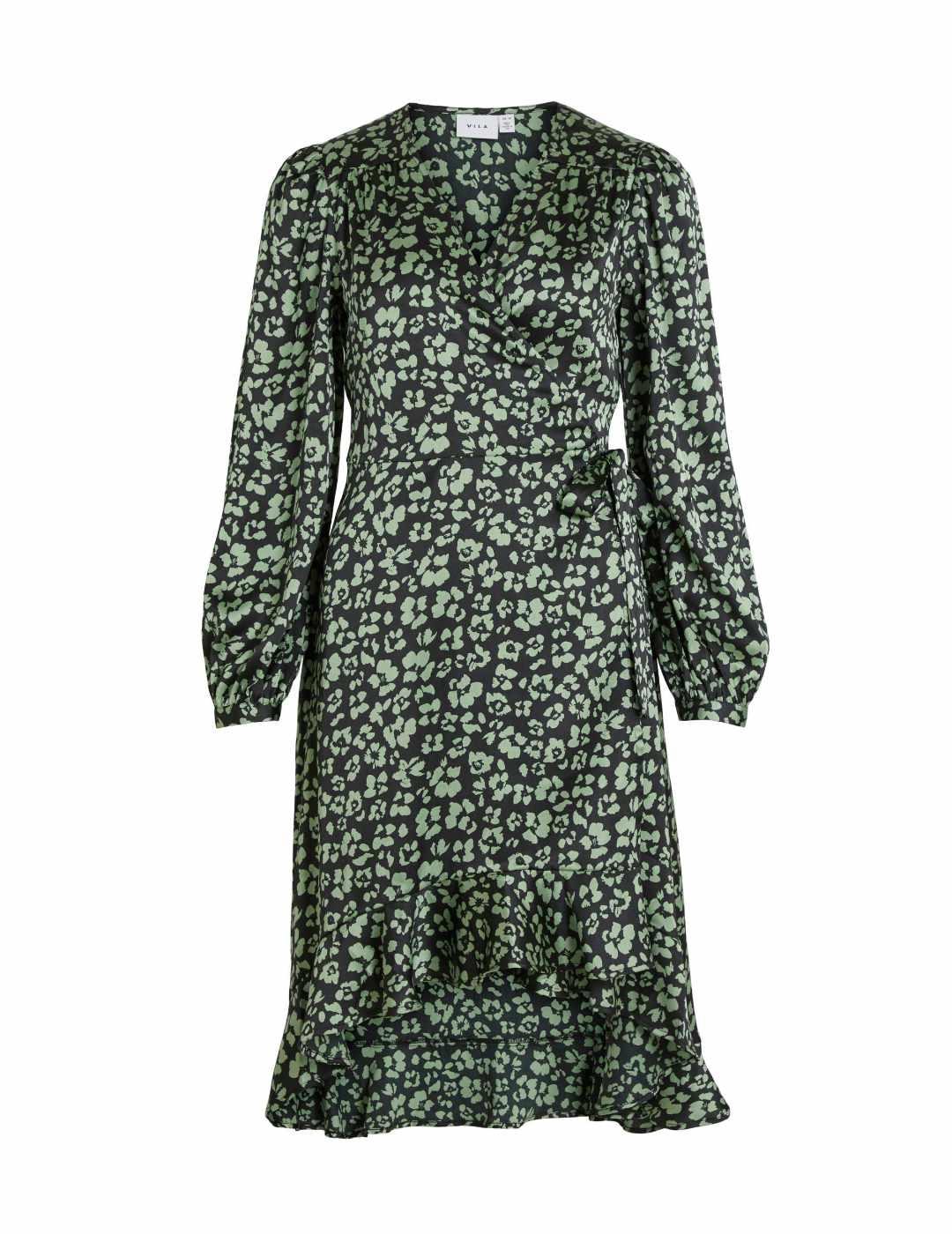 Vestido Vila Kika estampado floral fondo negro para mujer