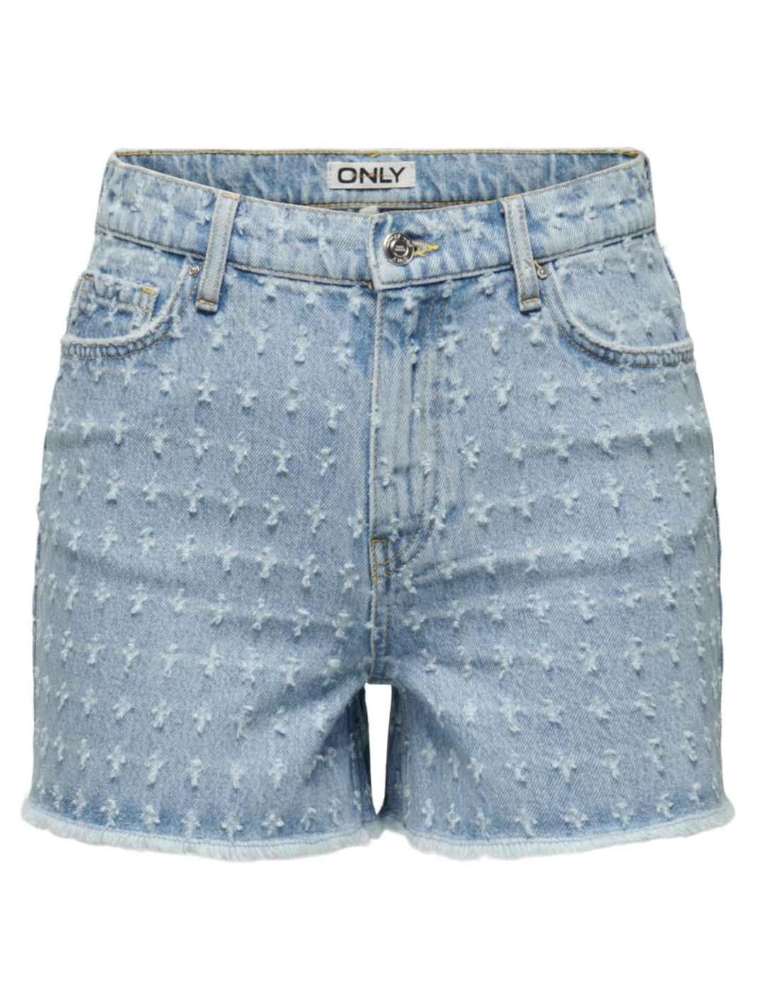 Short Only Jagger vaquero claro estampado para mujer