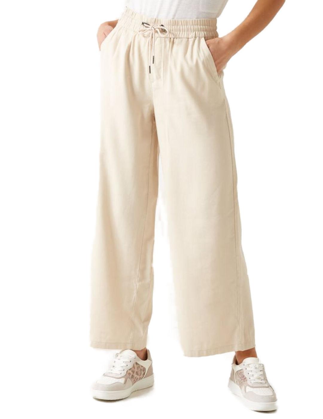 Pantalon Only Kelda culotte beige de tela para mujer