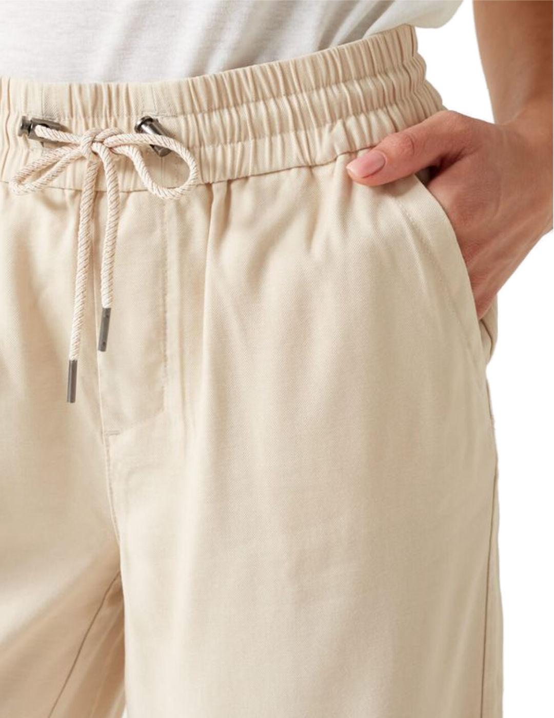 Pantalon Only Kelda culotte beige de tela para mujer