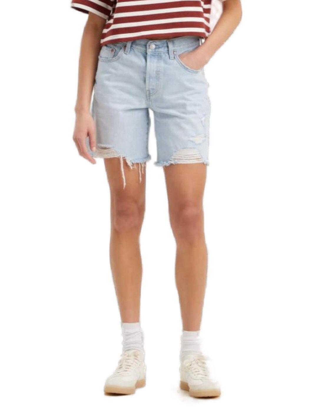 Shorts Levi´s 90s desflecados azul claro holgados de mujer