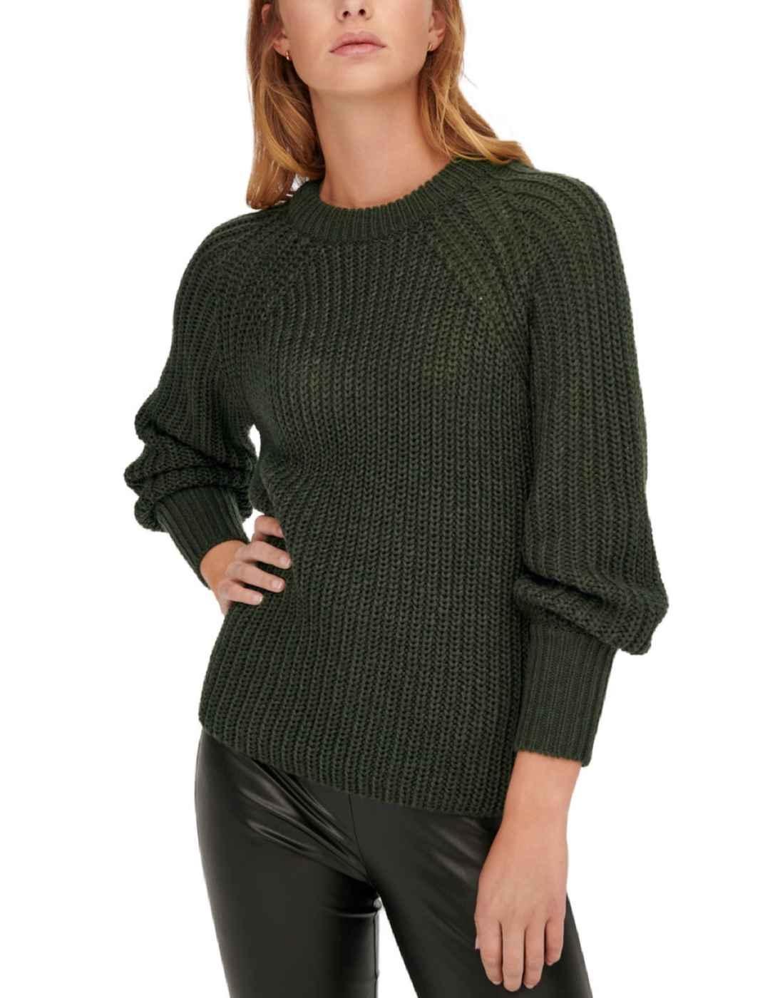 Jersey Only verde cuello redondo para mujer