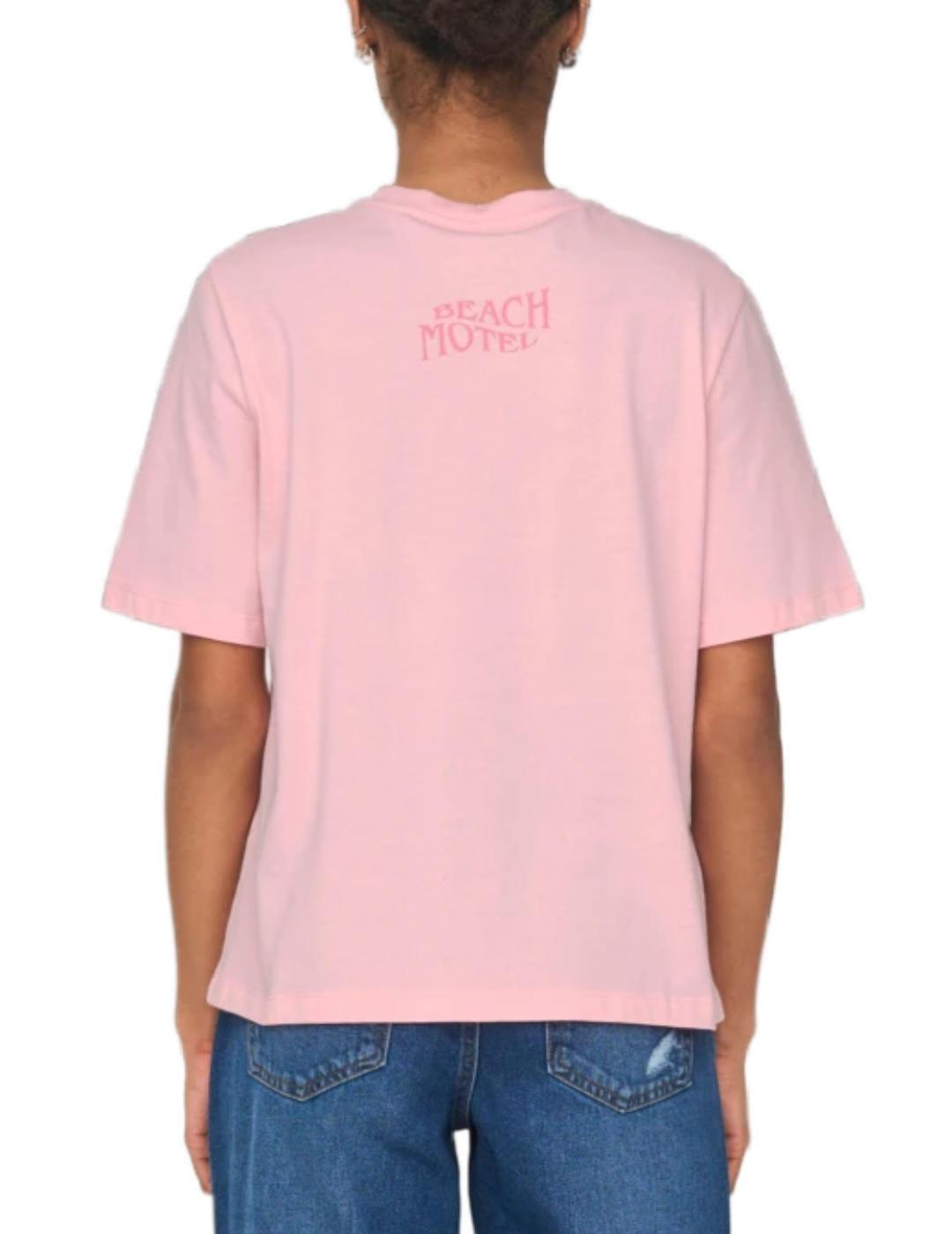 Camiseta Only Megan rosa manga corta para mujer