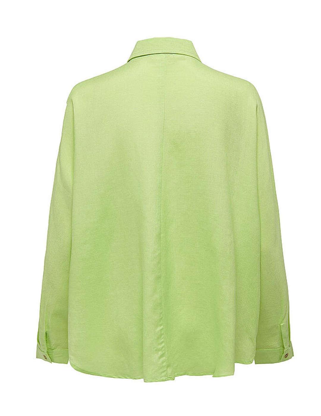 Camisa Only Aster verde de lino para mujer