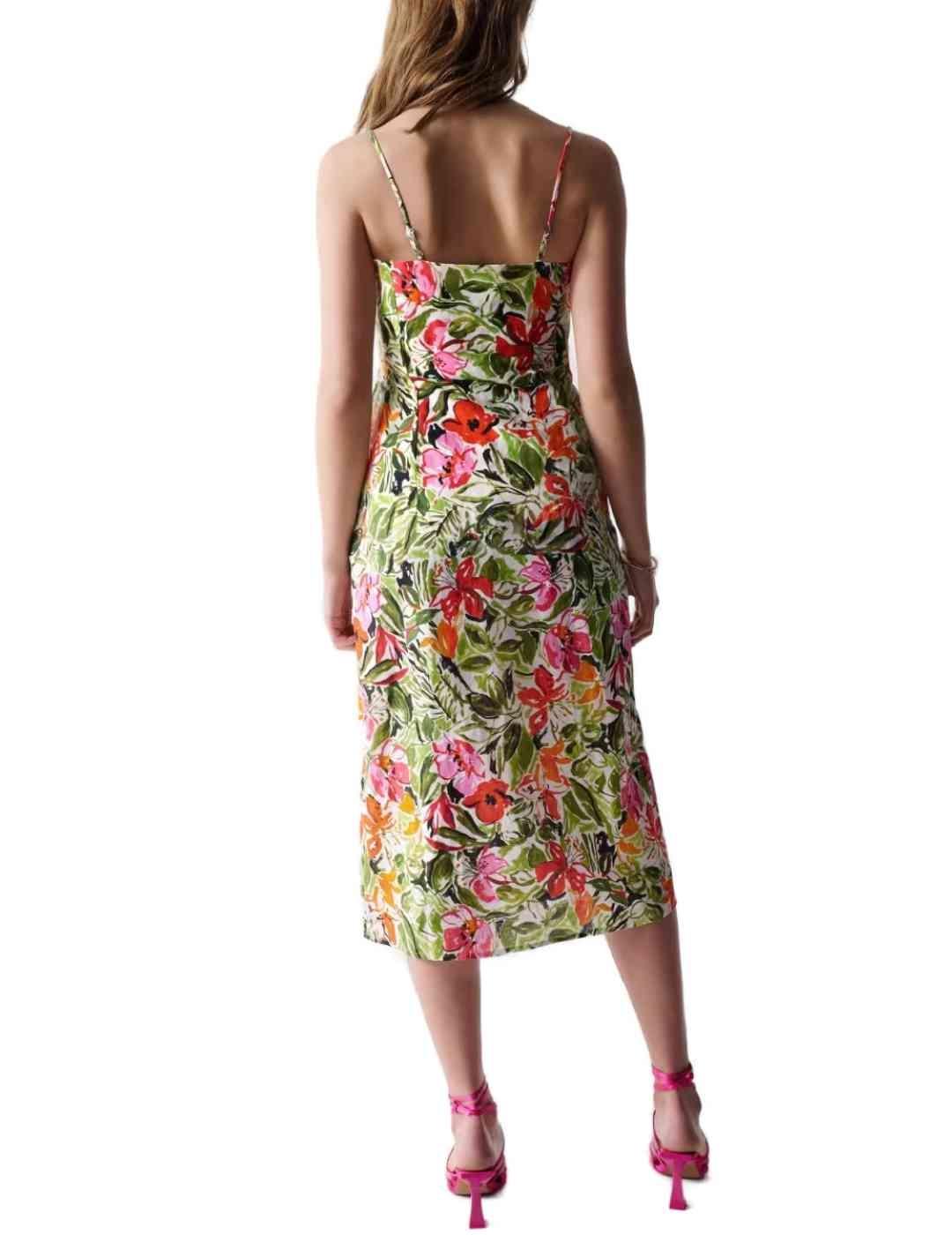 Vestido Salsa floral midi de tirantes finos para mujer