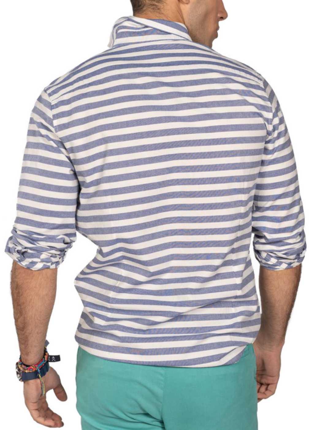 Camisa polera Harper Montecarlo raya azul para hombre