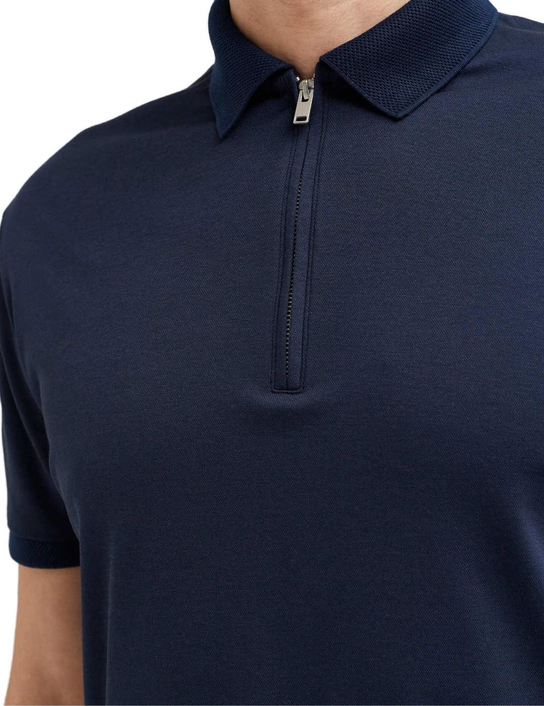 Polo Selected  Have azul marino cremallera para hombre