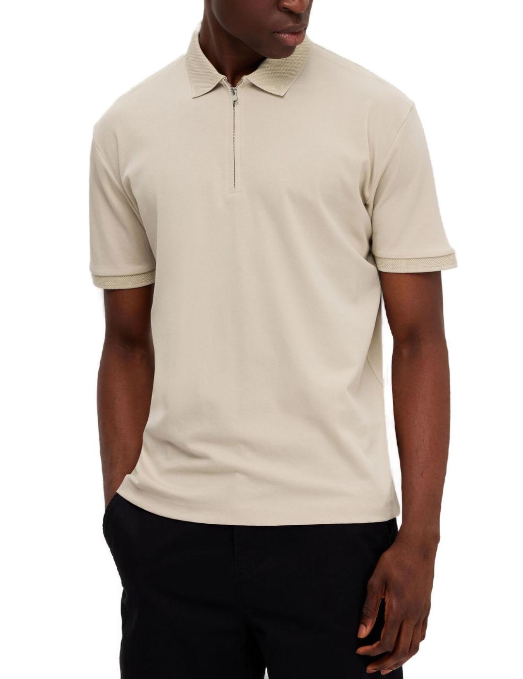 Polo Selected  Have Beige manga corta para hombre