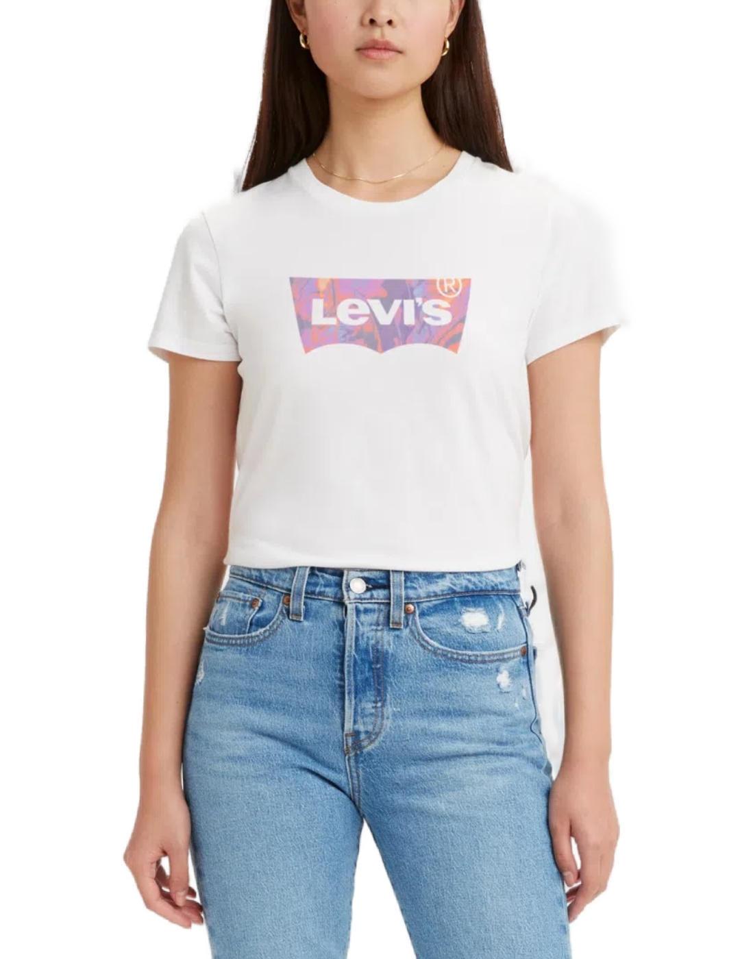 Camiseta Levi´s blanca logo mármol de mujer