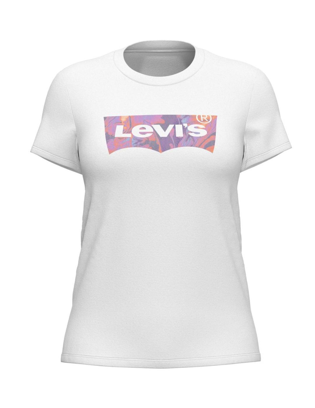 Camiseta Levi´s blanca logo mármol de mujer