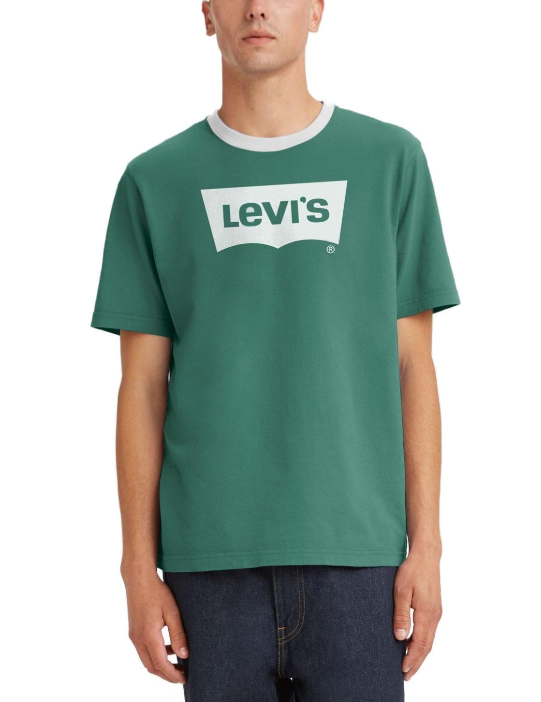 Camiseta Levi´s relaxed verde logo frontal  para hombre