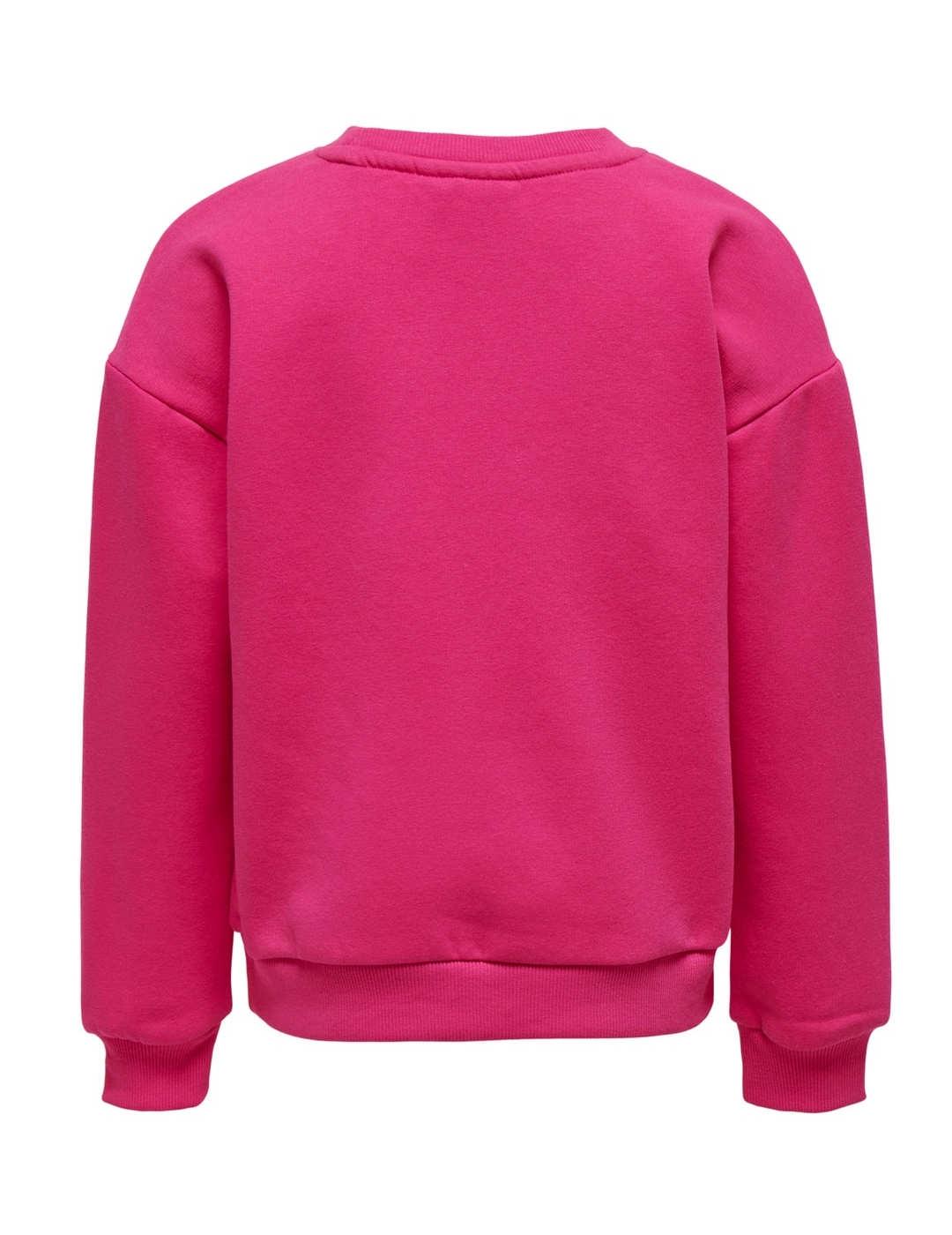 Sudadera Only Kids rosa fucsia sin capucha para niña