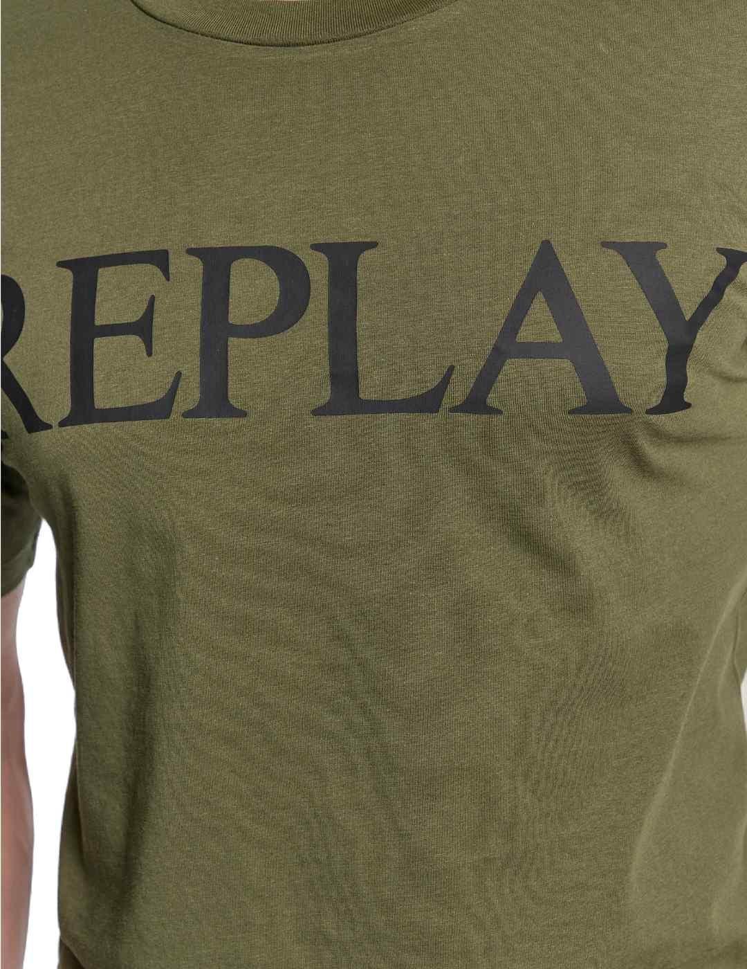 Camiseta Replay verde logo manga corta para hombre