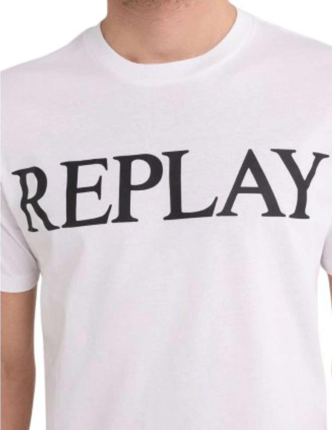 Camiseta Replay blanca logo manga corta para hombre