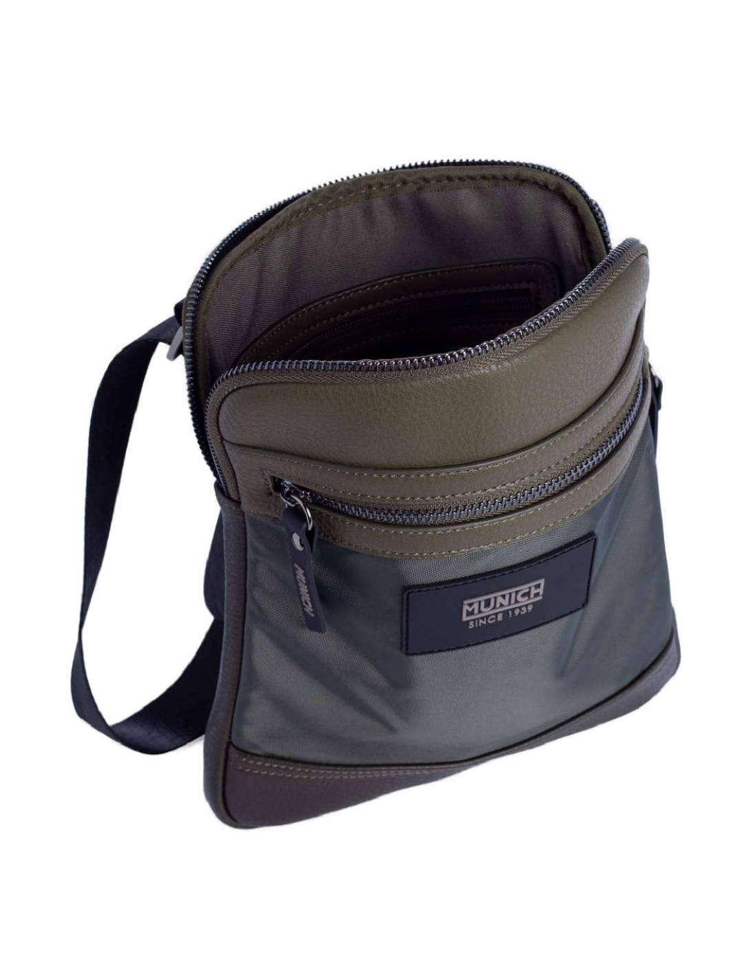 Bandolera Munich cuero verde para hombre