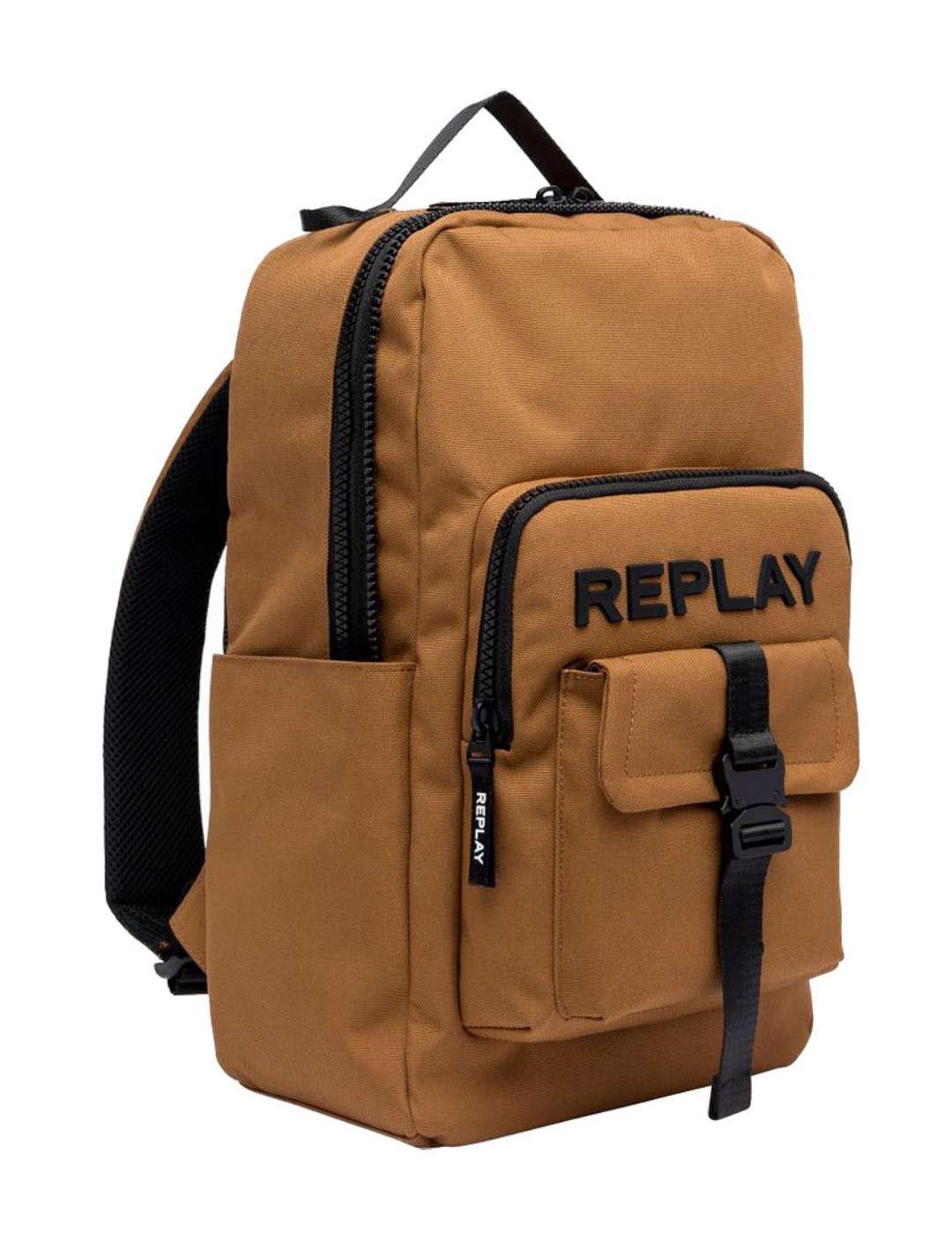 Mochila Replay camel y negro para hombre