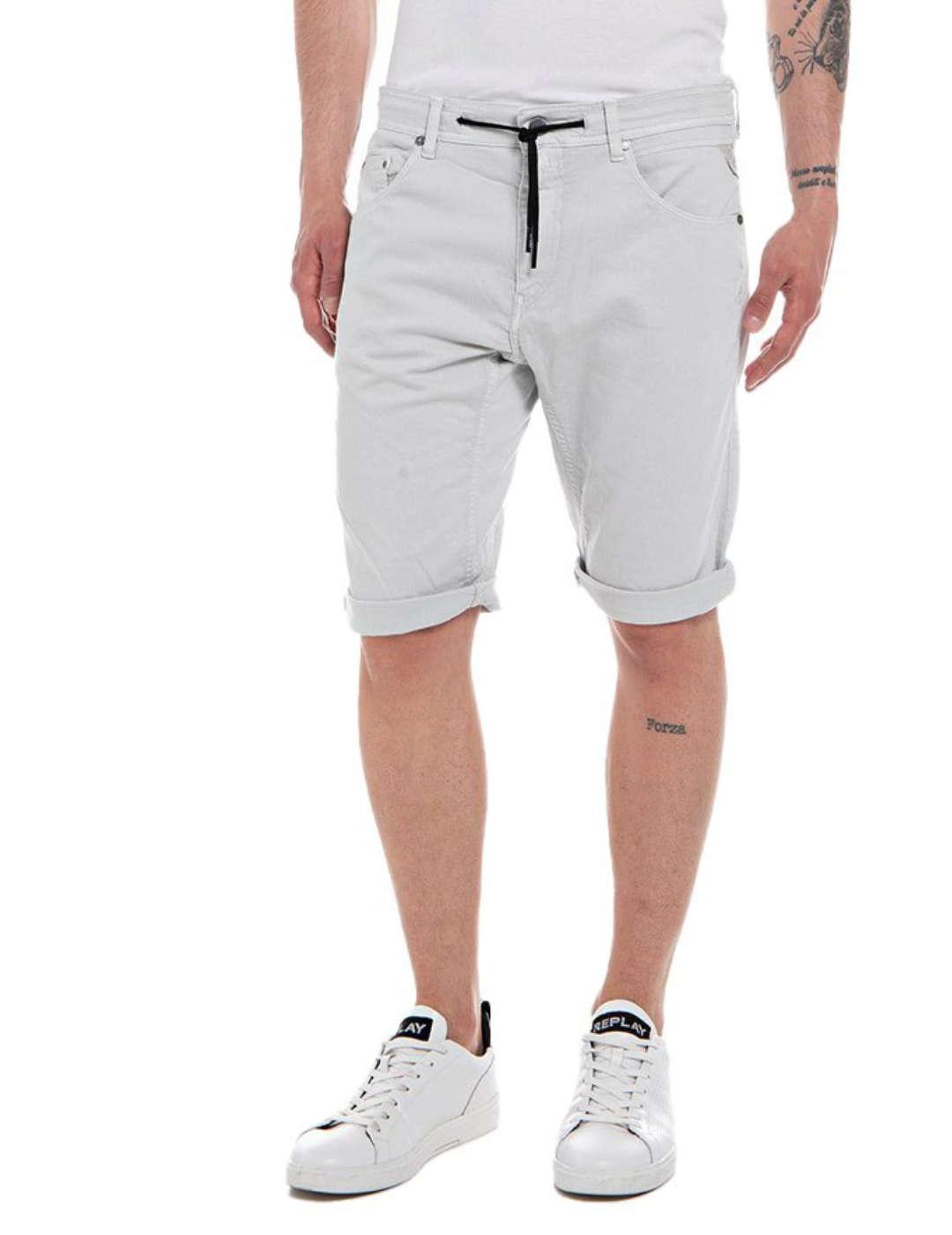 Pantalón corto vaquero Replay Djovic gris para hombre