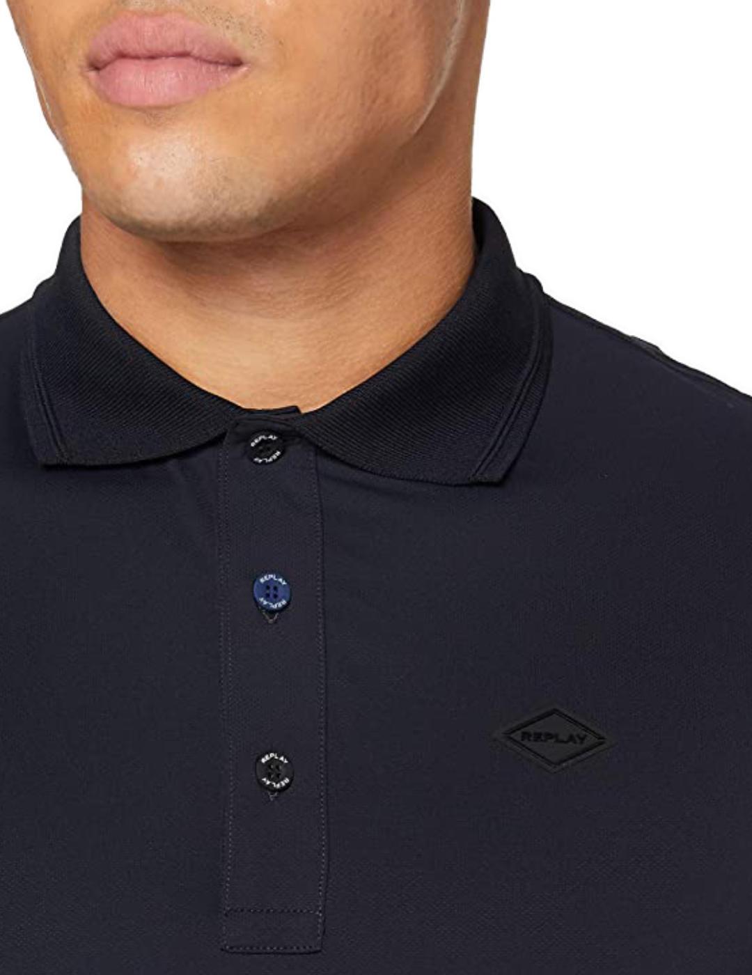 Polo Replay azul mario demanga larga para hombre