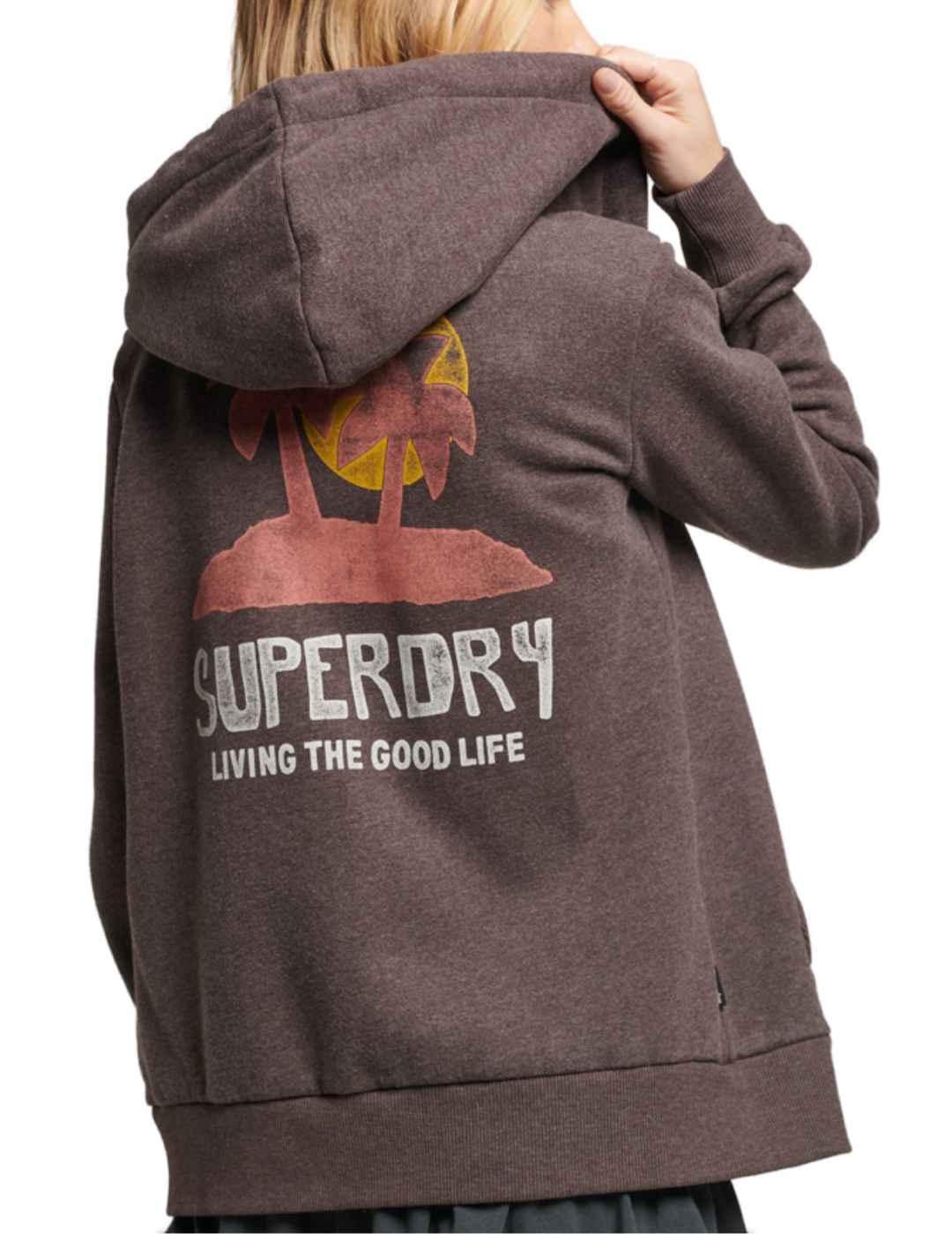 Sudadera Superdry Vintage marrón con capucha para mujer