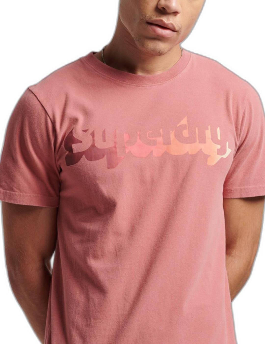 Camiseta Superdry Vintage rosa manga corta para hombre