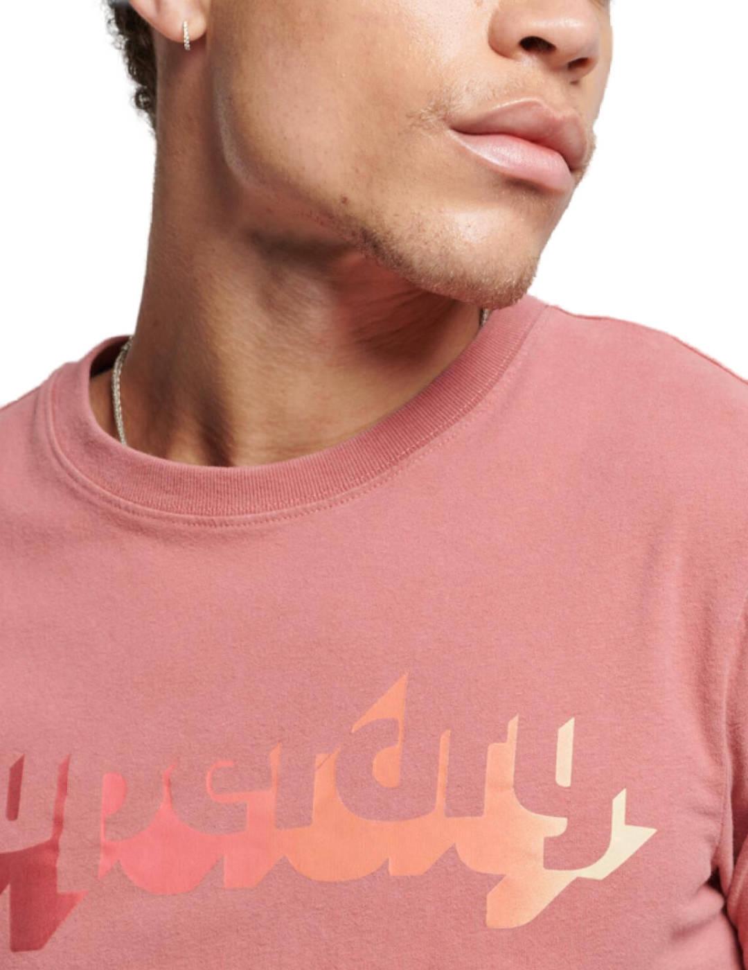 Camiseta Superdry Vintage rosa manga corta para hombre