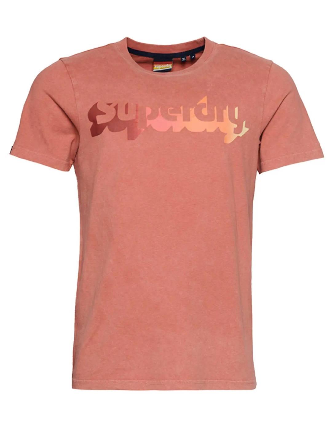 Camiseta Superdry Vintage rosa manga corta para hombre