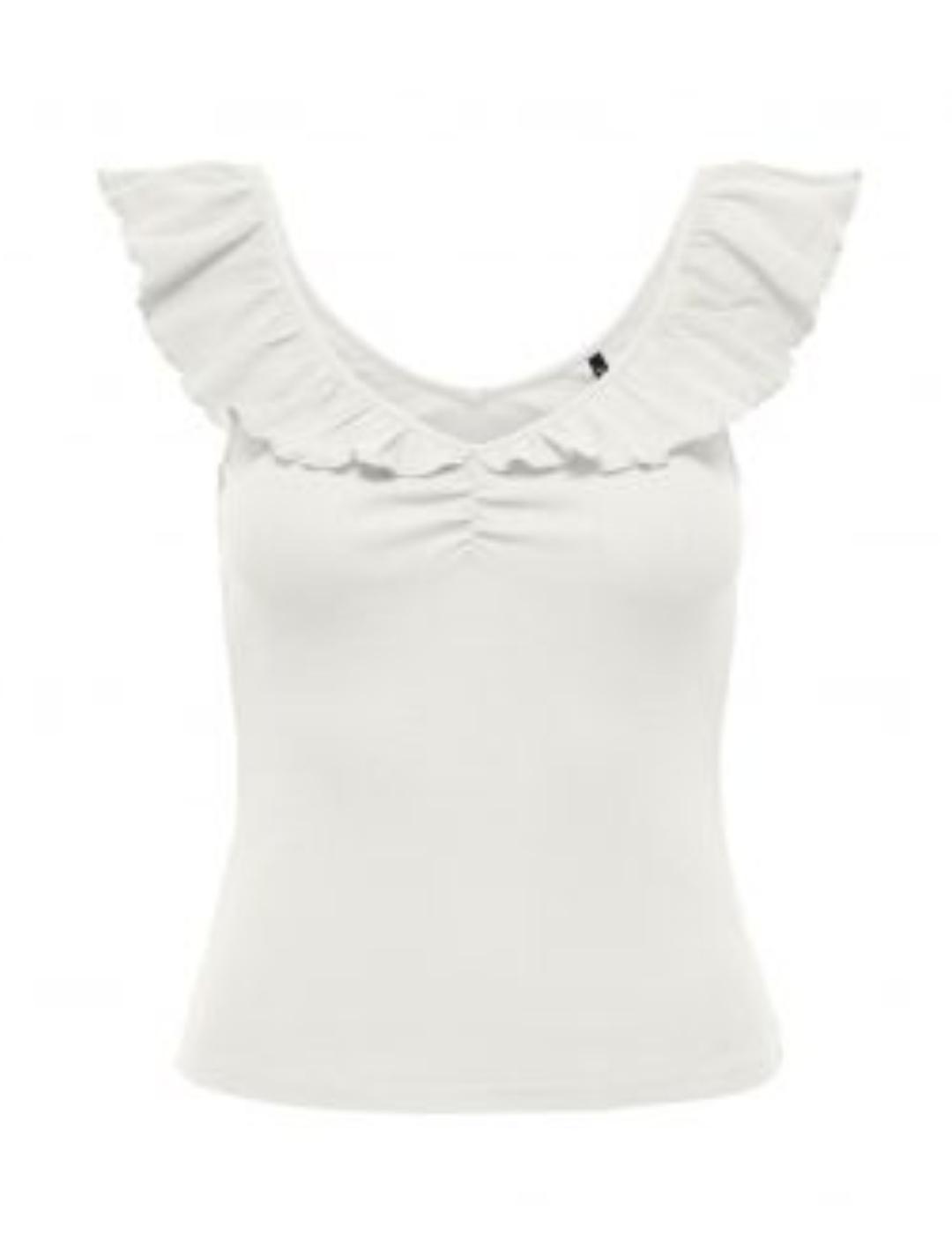 Top Only Laila blanco volante para mujer