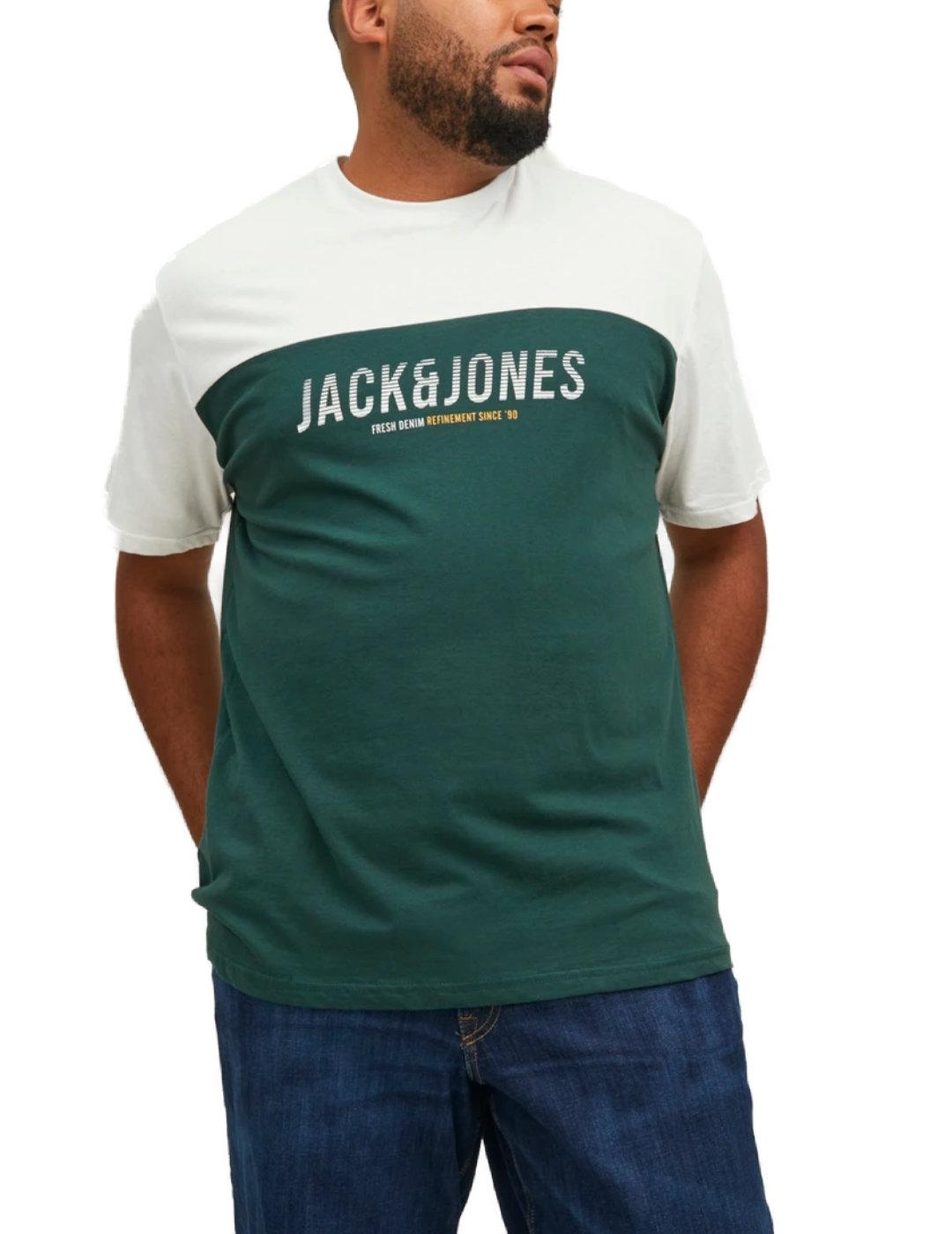 Camiseta Jack&Jones Plus Edam verde manga corta para hombre