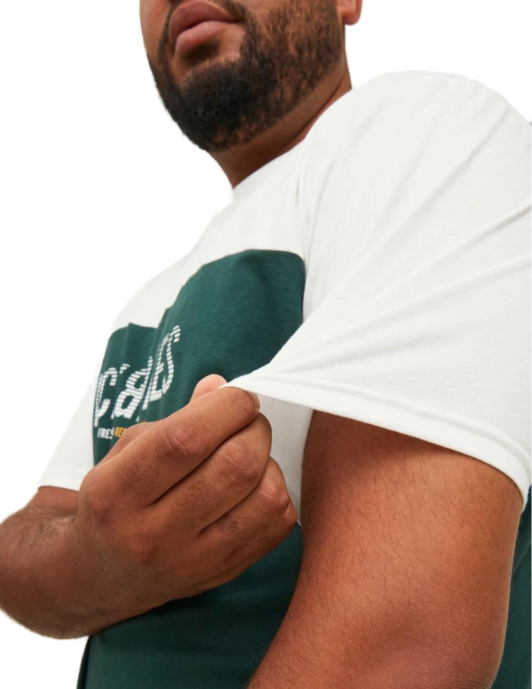 Camiseta Jack&Jones Plus Edam verde manga corta para hombre