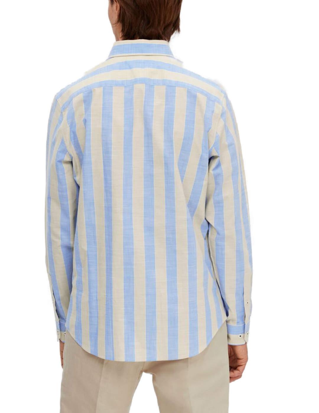 Camisa Selected James slim azul rayas para hombre