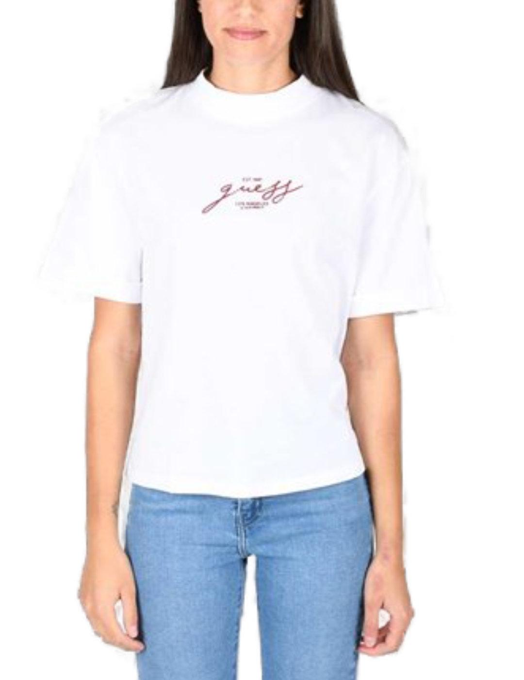 Camiseta Guess Avelina blanca manga corta para mujer
