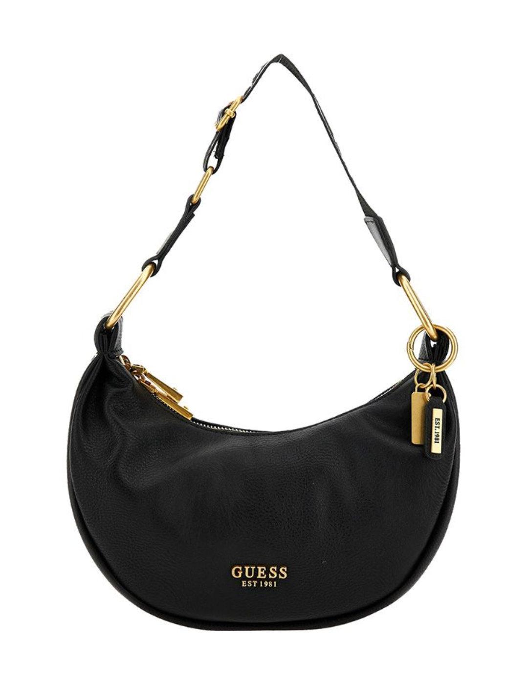 Bolso Guess Natalya media luna negro para mujer