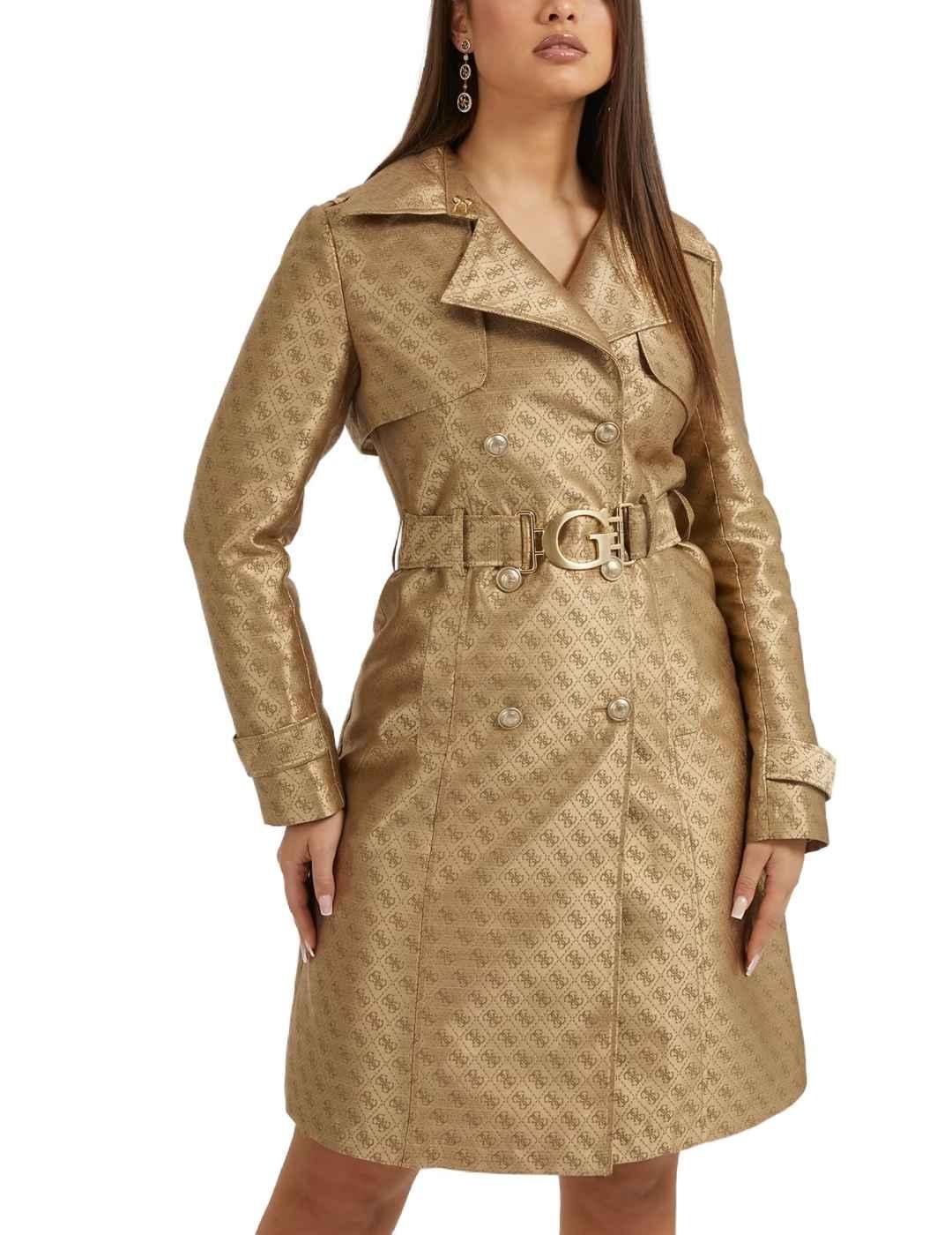 Gabardina Guess Diletta dorado logo para mujer