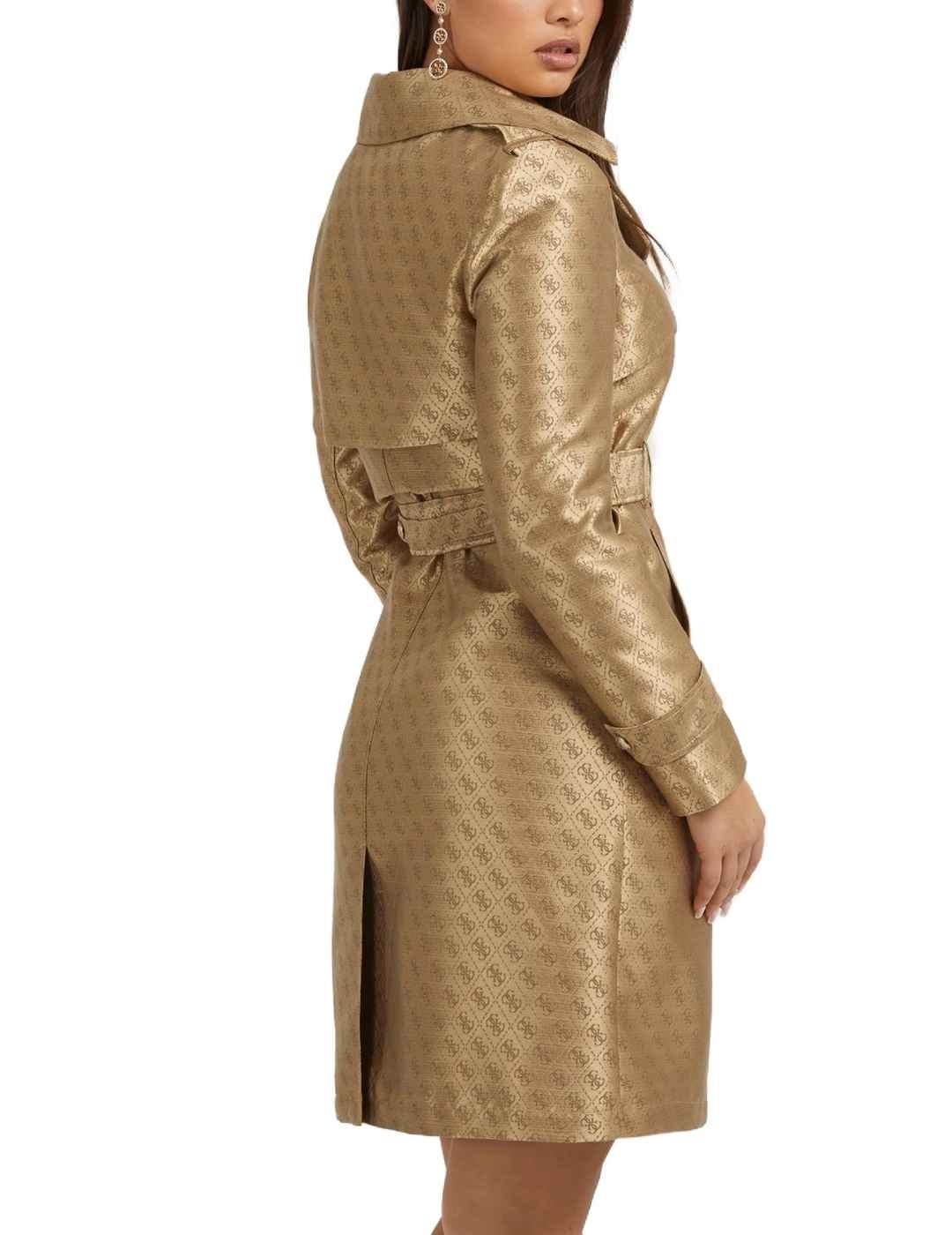 Gabardina Guess Diletta dorado logo para mujer