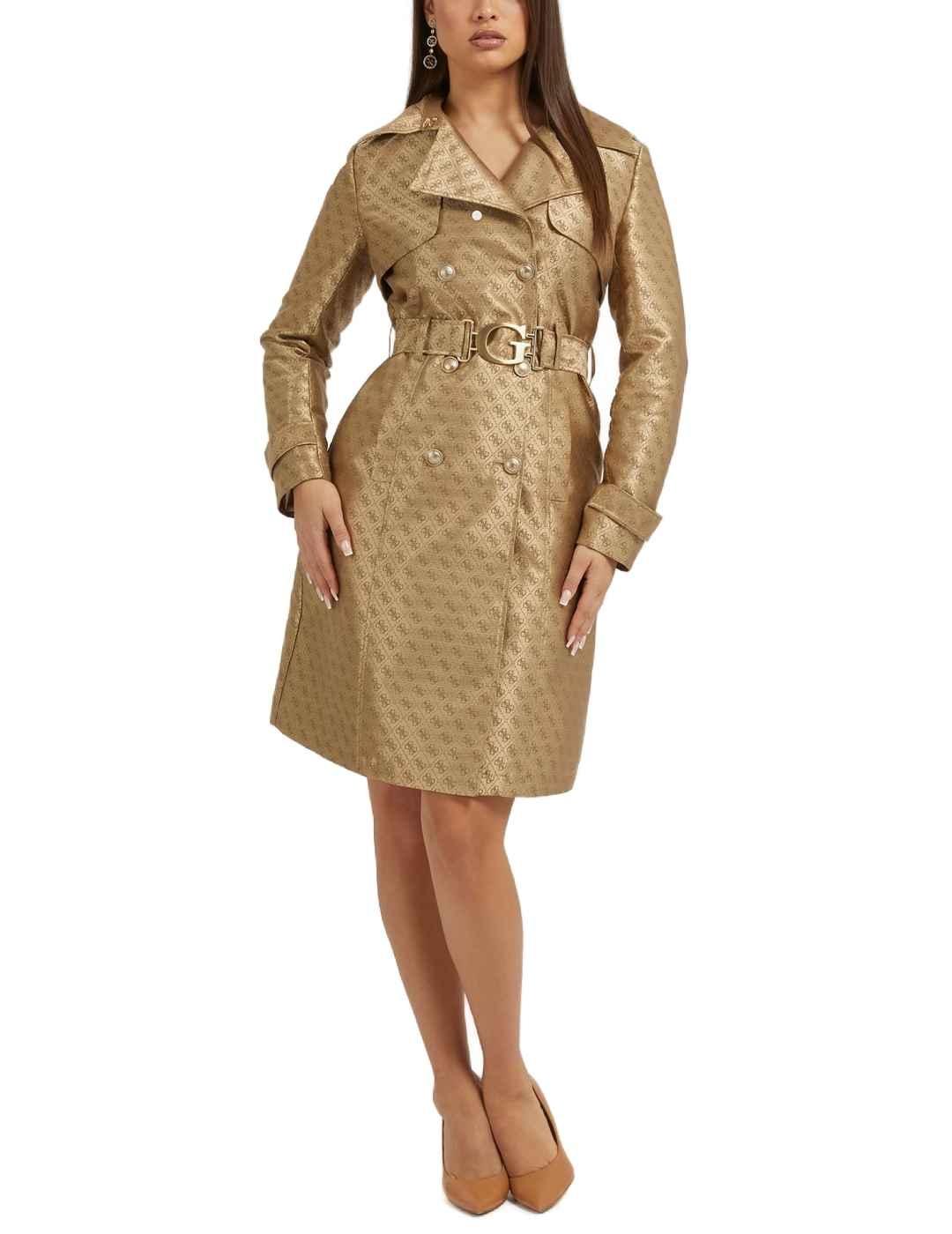 Gabardina Guess Diletta dorado logo para mujer