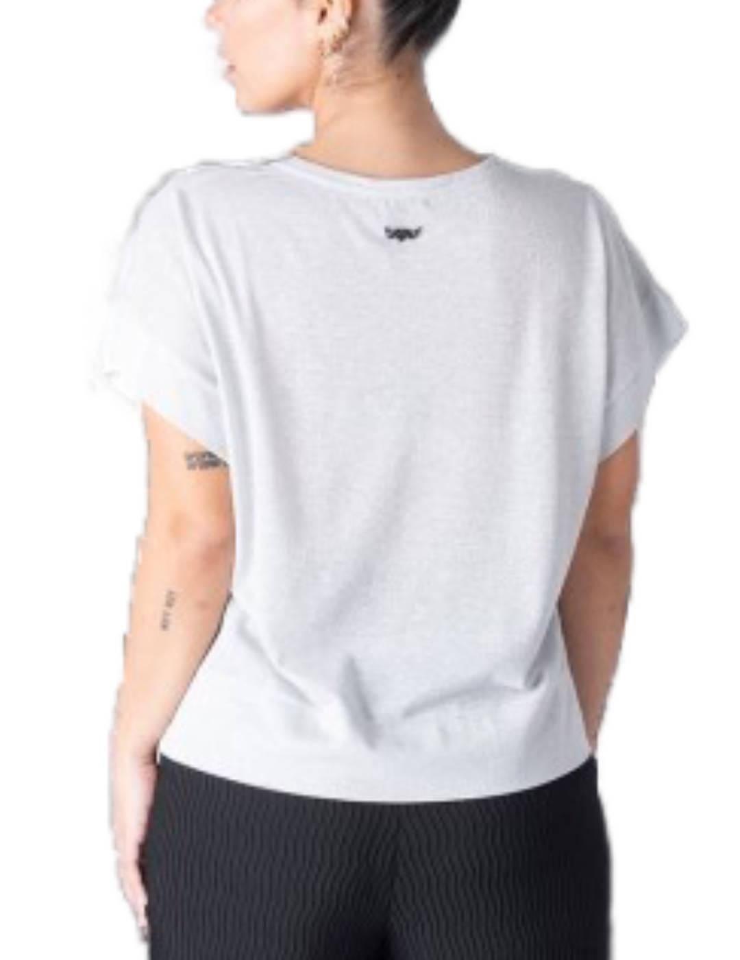 Camiseta Animosa Peace Army lurex gris para mujer