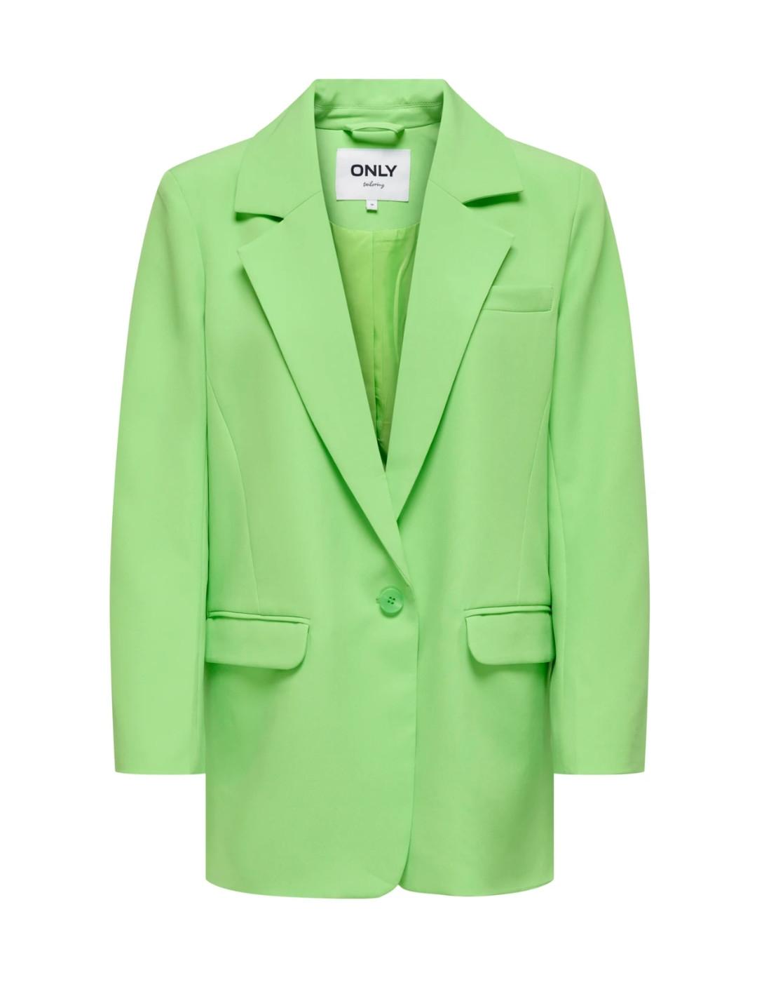 Blazer Only Lana verde oversize con cierre  botón para mujer