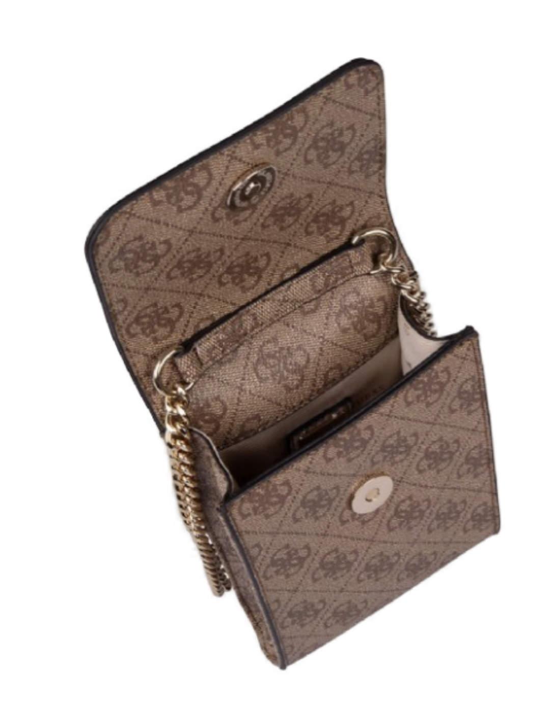 Bolso Guess Noelle móvil marrón estampado mujer
