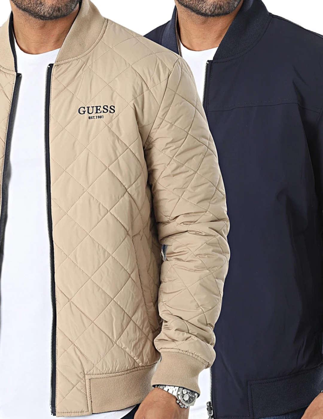 Chaqueta bomber Guess reversible azul/beige para hombre