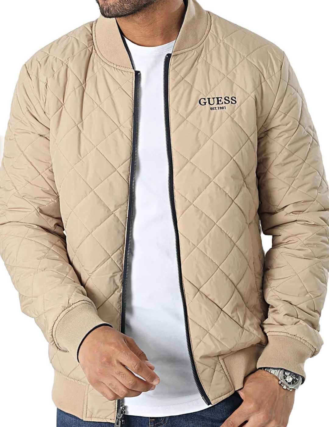 Chaqueta bomber Guess reversible azul/beige para hombre