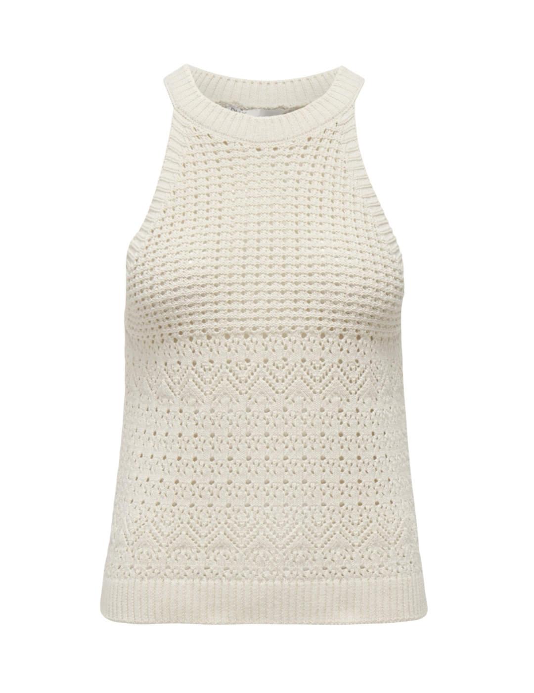 Top Only Summer crochet beige cuello halter de mujer