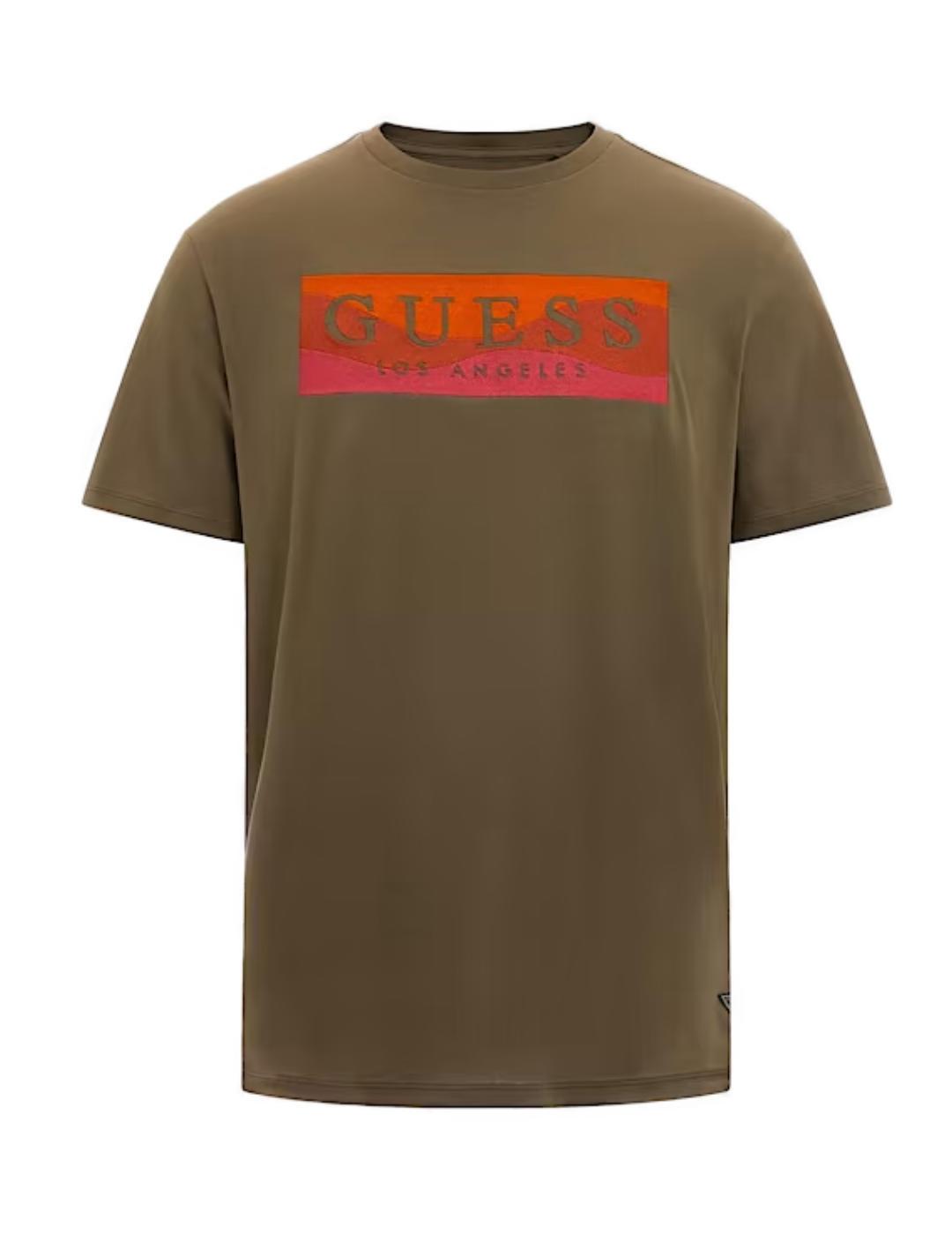 Camiseta Guess Embroidered verde manga corta para hombre