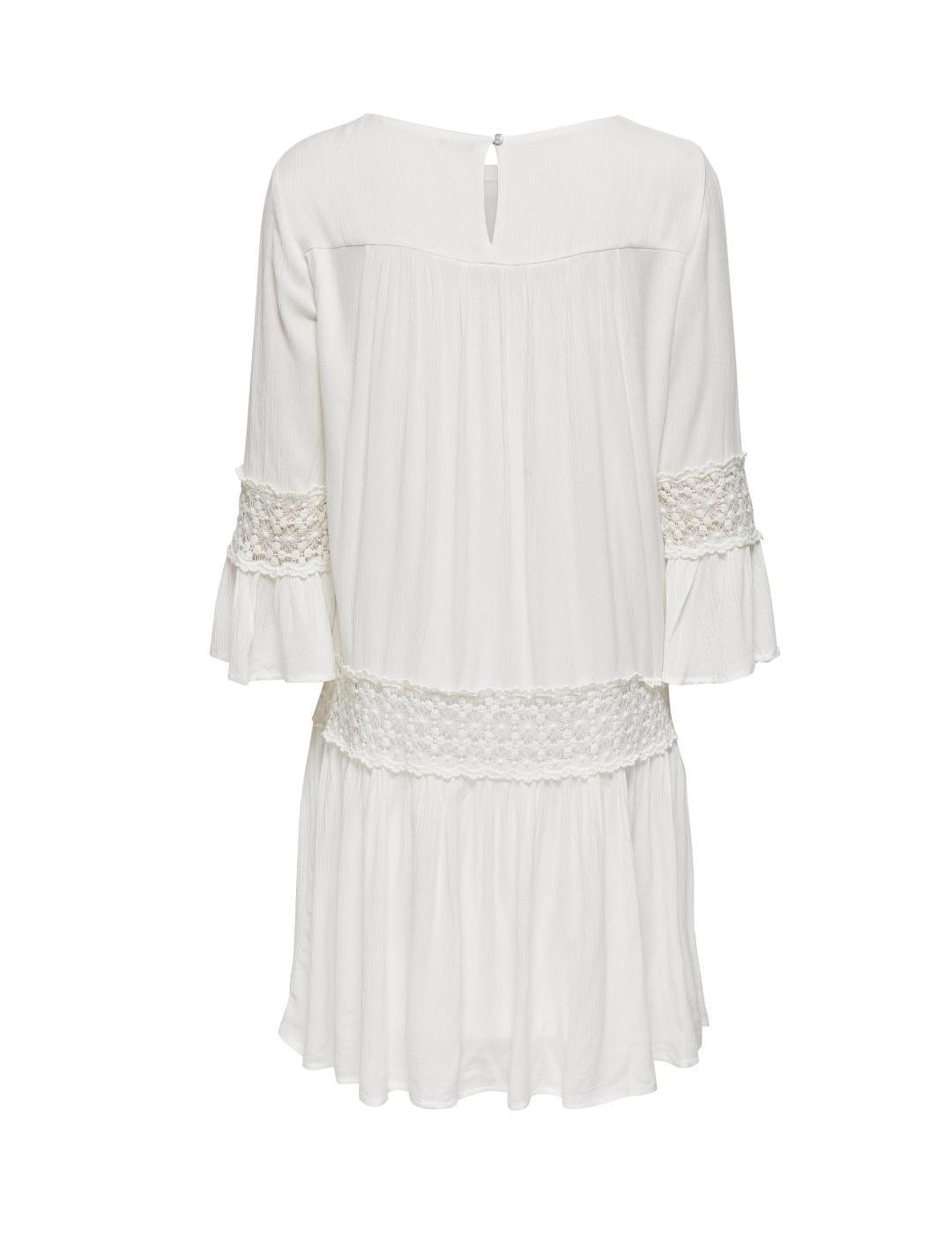 Vestido Only Tyra bámbula blanco midi de mujer