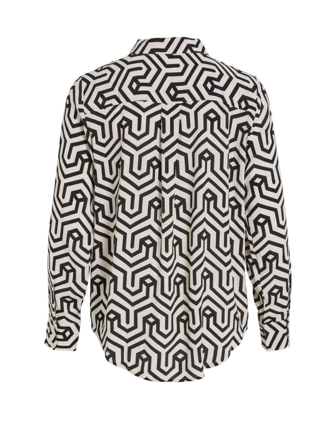 Camisa Vila Daca estampado geométrico blanco/negro de mujer