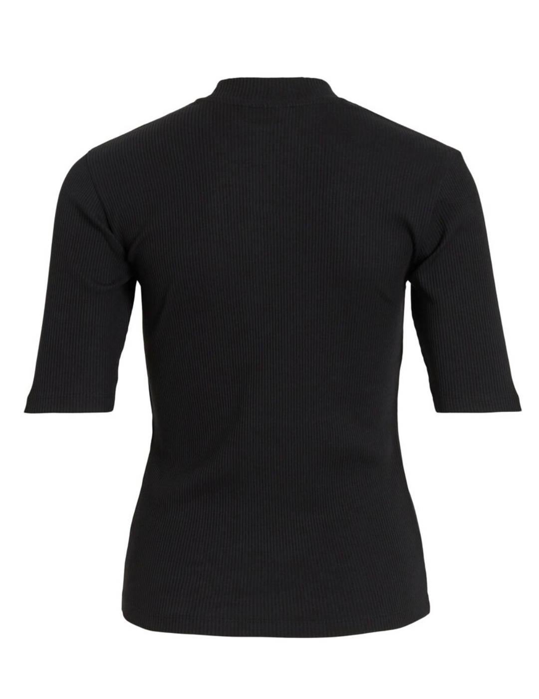 Camiseta Vila Abenia negra de canalé para mujer