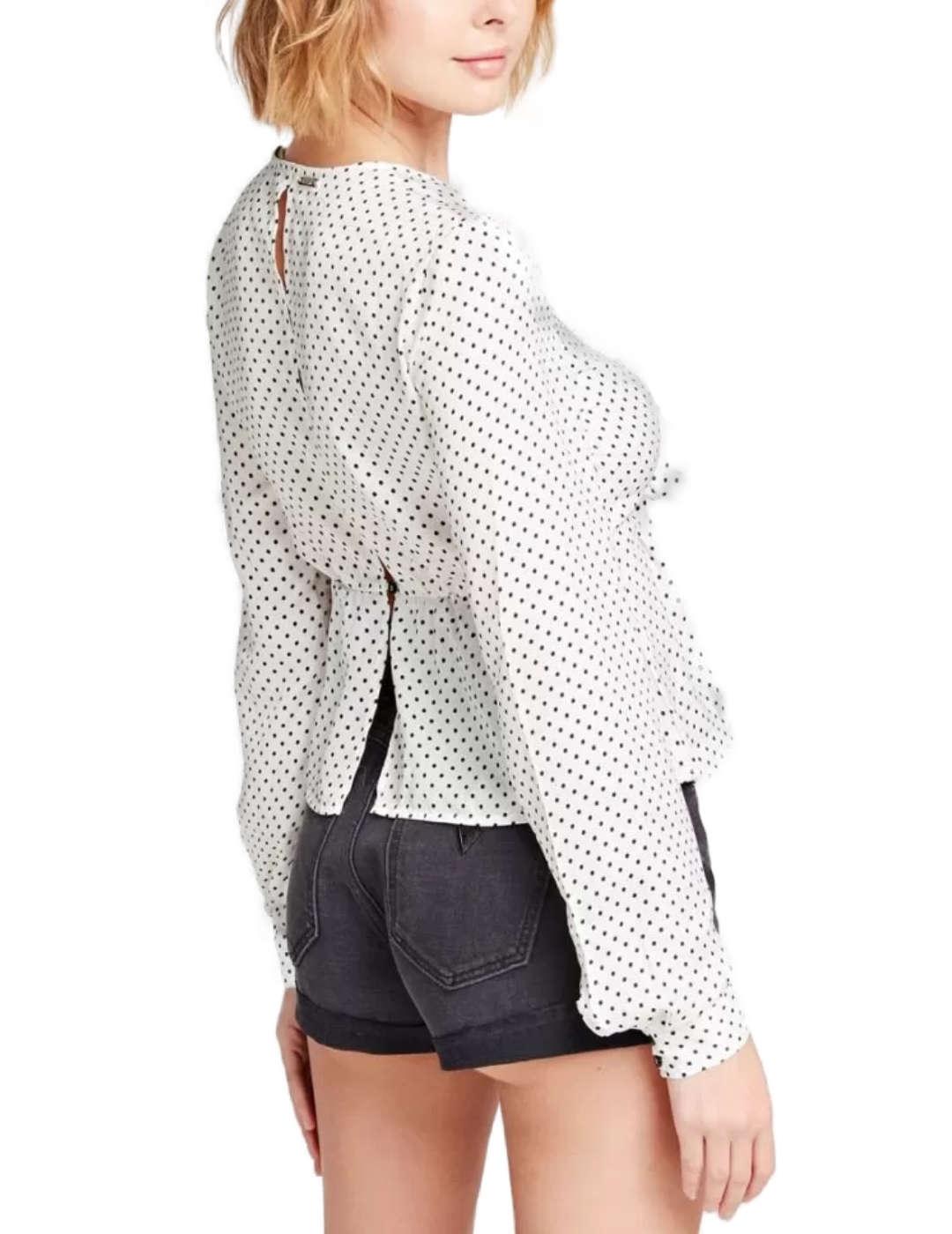 Blusa Guess con escote en 'V' anudada blanca para mujer