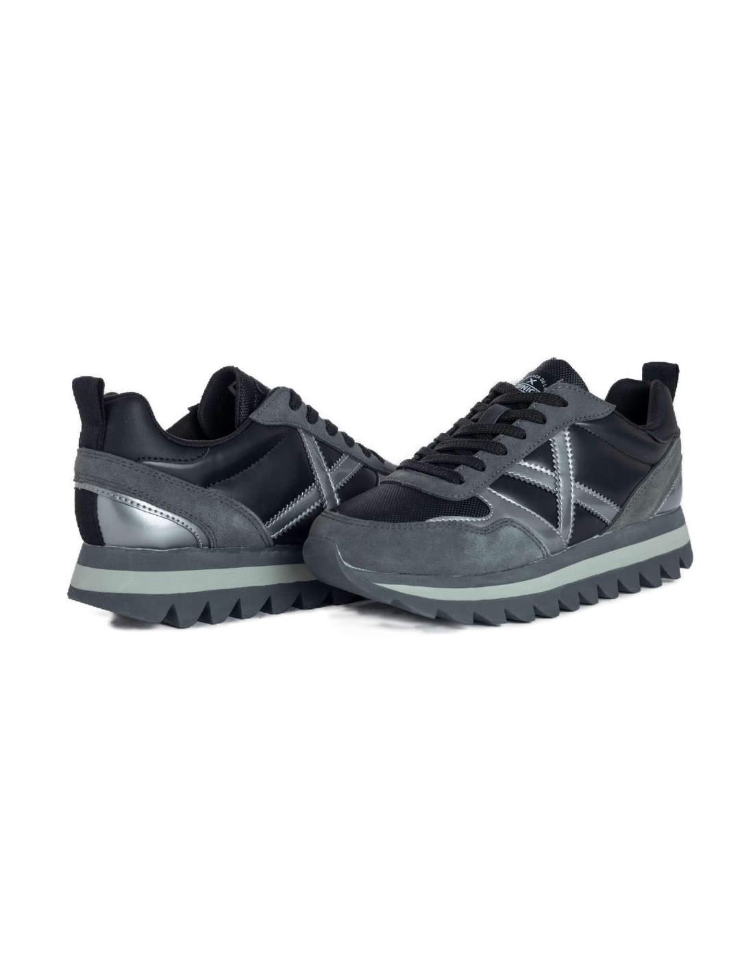 Zapatillas Munich Ripple 52 gris oscuro y negro para mujer